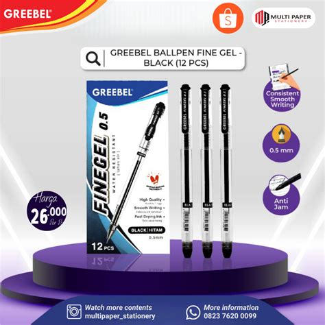 Jual GREEBEL BALLPEN FINE GEL Hitam Dan Merah Pen Pulpen Bolpoint