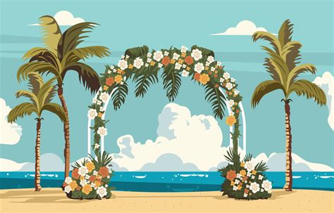 Wedding Scene Background With Sea Side View Vector Art At Vecteezy