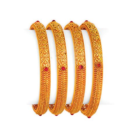 Buy Antique Gold Kangan Set With Intricate Design Online From Vaibhav Jewellers