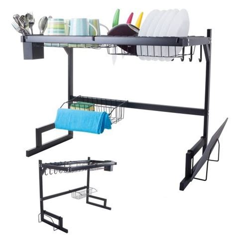 Escorredor Kitchen Rack Aço Inoxidável Organizador Louça Preto Pia