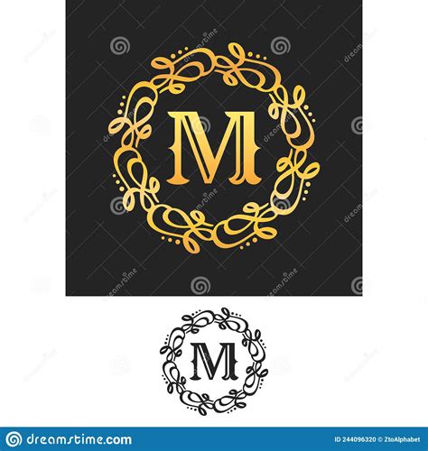 M Logo Lettre Couronne Tourbillon Symbole Design Illustration De