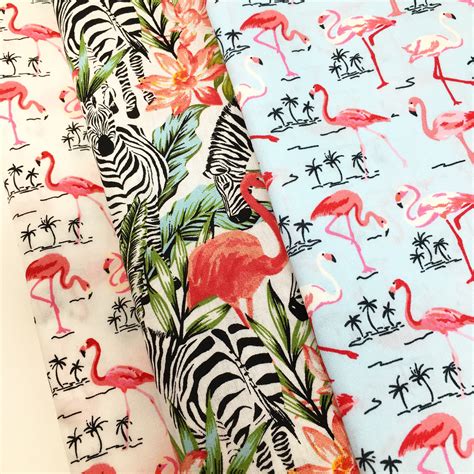 Flamingo Fabric Rose And Hubble White Flamingo Cotton Fabric Fat