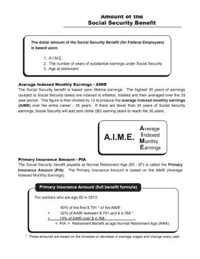 10+ Social Security Benefit Calculator in PDF | DOC