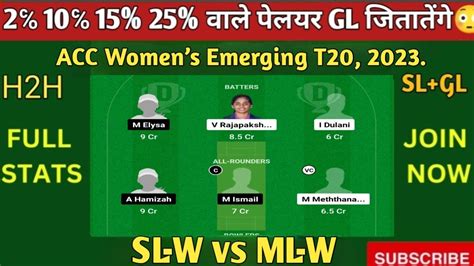 Sl W Vs Ml W Dream Prediction Sl Wvs Ml W Dream Team Sl W Vs Ml W