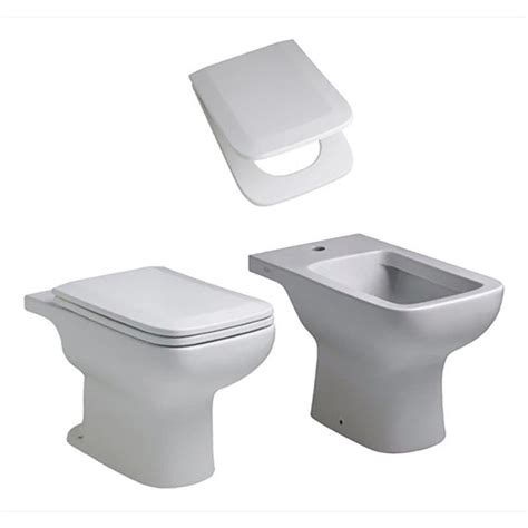 Inodoro Corto Y Bidet 1 Ag Ferrum Trento Blanco Tapa H Nylon