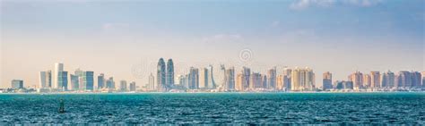 Panoramic View at the Doha Skyline in Qatar Stock Image - Image of ...