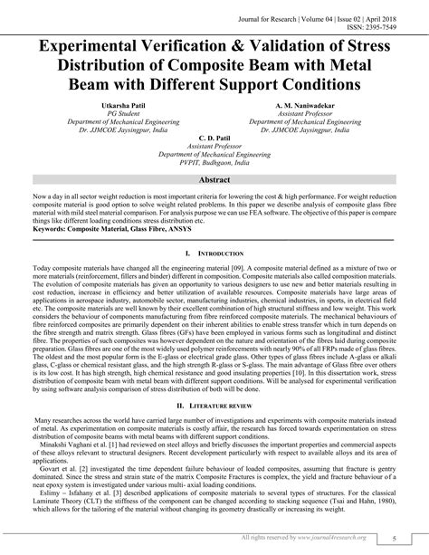 Experimental Verification And Validation Of Stress Distribution Of