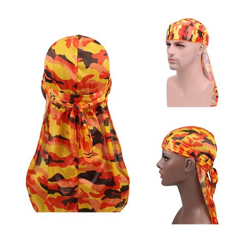 Buy Military Camouflage Premium Silky Durags With Long Tail Colorful