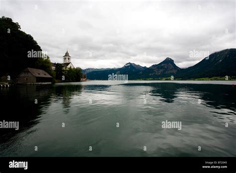 The Austrian Alpine Lake Of Wolfgangsee And The Mountain Of Of