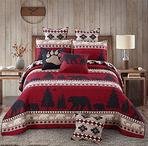 Amazon Virah Bella 3 Piece King Cabin Quilt Bedding Set