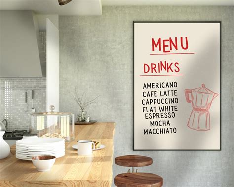 Coffee Guide Wall Art Espresso Bar Menu Art Print Coffee Art Print