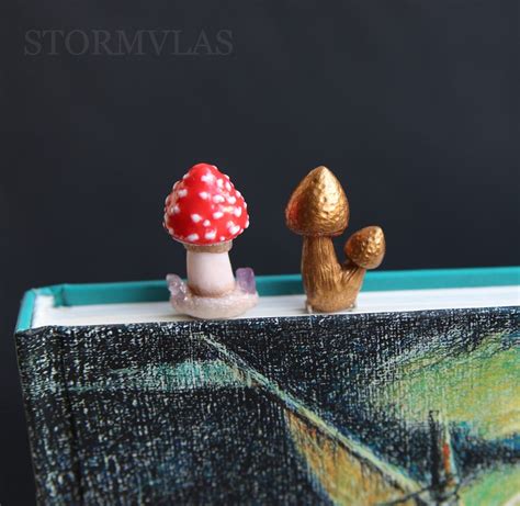 Mushroom Clip Bookmark Fly Agaric Bookmarks Polymer Clay Toadstool Pin