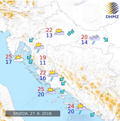 DHMZ Danas umjereno do pretežno oblačno s mjestimičnom kišom 7dnevno