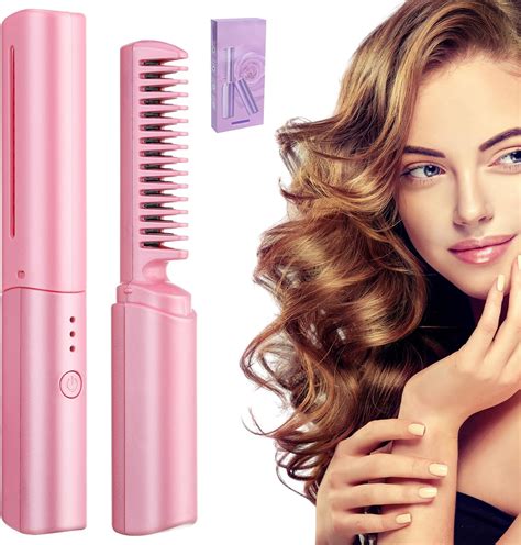 Rechargeable Mini Hair Straightener Hot Comb Cordless Hair Straighteners Brush In Anti