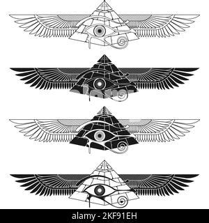 Winged Pyramid Vector Design With Eye Of Horus Ancient Egyptian