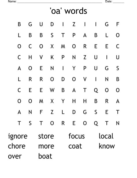 Oa Words Word Search Wordmint