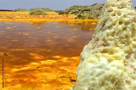 Dallol mountain rising 50-60 ms.over the salt flats. Danakil-Ethiopia ...