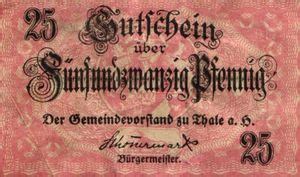 Banknote Pfennig German Notgeld Thale A Harz Gra T B Tie