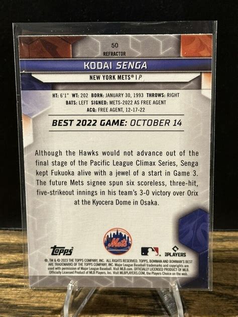 2023 Bowman S Best Kodai Senga Refractor 50 RC Rookie New York Mets EBay