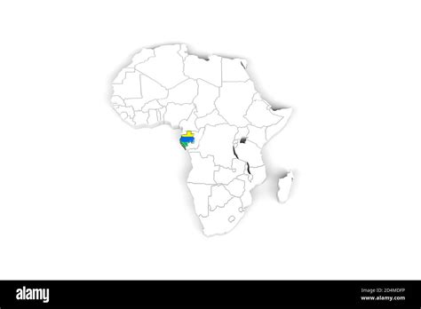 Mapa 3d De África Con Fronteras Marcadas área De Gabón Marcada Con