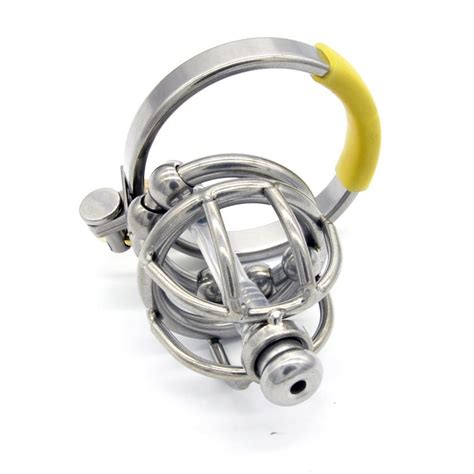 New Male Chastity Cock Cage Sex Slave Penis Ring Lock Device With Massage Ball Removable