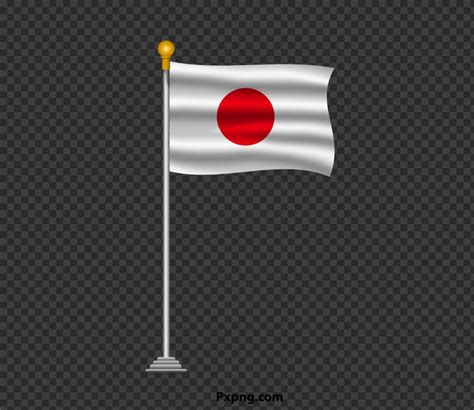 The Flag Of Japan Waving On A Pole With A Yellow Ball At The Top And Bottom