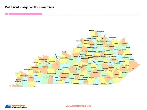 Kentucky county map - Editable PowerPoint Maps