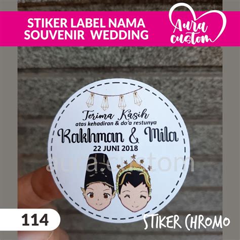 Jual Stiker Chromo Label Nama Souvenir Wedding Nikah Bulat Terima