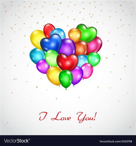 Background with colored balloons heart-shaped Vector Image