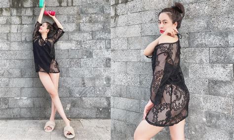 Chỉ với bikini và áo lưới Hoàng Thùy Linh phô diễn body mướt mắt bất chấp tuổi 33