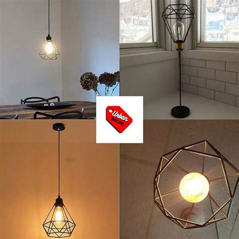 Lustre Pendente Diamante Aramado Preto Lumin Ria Retro No Elo Urban