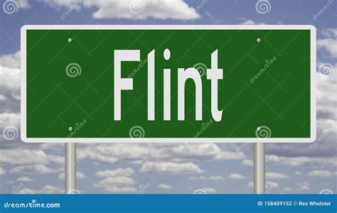 Highway Sign For Flint Michigan Stock Illustration Illustration Of