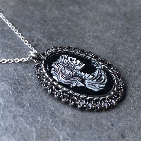 Obsidian Valentine Cameo Skull Necklace – Evil Pawn Jewelry