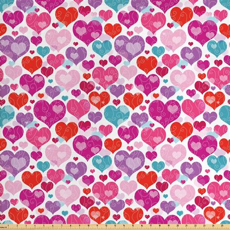 Valentines Day Fabric By The Yard Love Themed Illustration Colorful