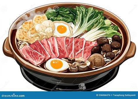 Sukiyaki Japanese Famous Beef Hot Pot Cartoon Vector CartoonDealer