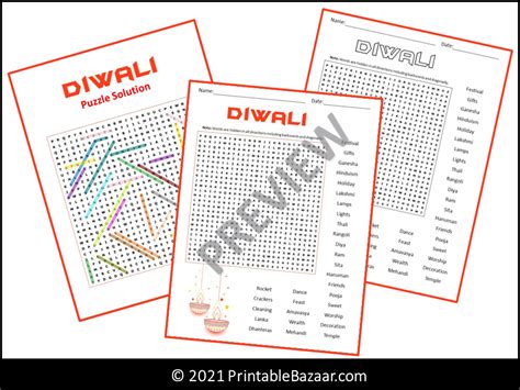 Diwali Word Search Puzzle Teaching Resources