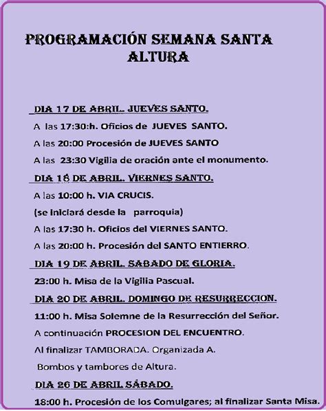 Semana Santa En Altura Ayuntamiento De Altura