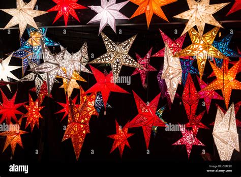 Colourful German Christmas Decorations On Sale At The Tollwood Winter