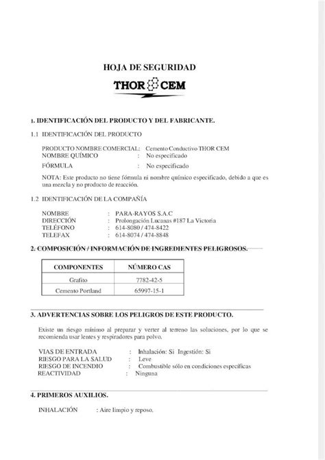 PDF Hoja Tecnica De Seguridad Thor Cem 2011 DOKUMEN TIPS