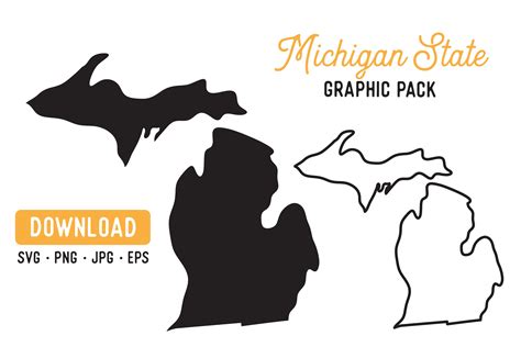 Michigan Svg File Outline Solid Ubicaciondepersonascdmxgobmx