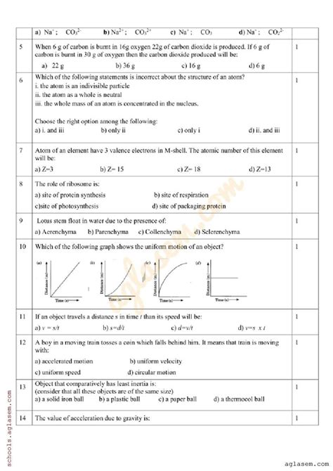 Cbse Class 9 Science Sample Paper 2024 Pdf Aglasem