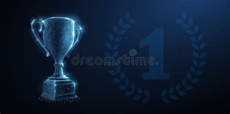 Trophy Cup. Abstract Vector 3d Trophy with Laurel Wreath Isolated ...