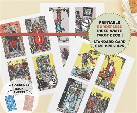 Rider Waite Smith Borderless Printable Tarot Card Deck And Backs