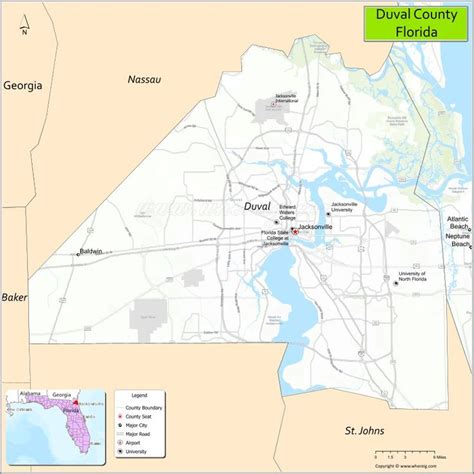 Map of Duval County, Florida - Cities, Population, Highways & Facts