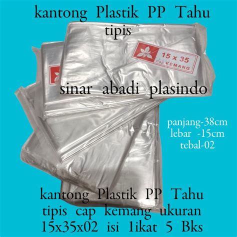 Jual Plastik PP Tahu Uk 15x35 Isi 5 Bks Tipis Cap Kemang Kantong