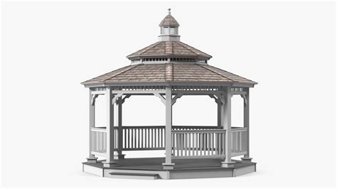 Vintage Garden Wooden Gazebo 3d Model Turbosquid 1995264