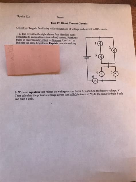 Solved Physics Name Task Direct Current Circuits Chegg