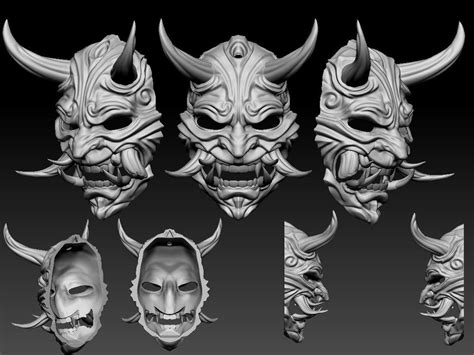 Oni Mask Japanese 3D Model 3D Printable CGTrader