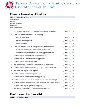 checklist  elevator  template pdffiller