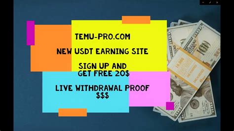 Temu Pro New USDT Earning Site Sign Up And Get 20 Payment Proof